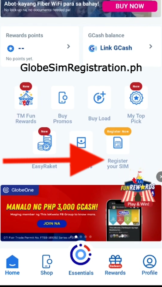 TM Sim Registration, Register your Sim